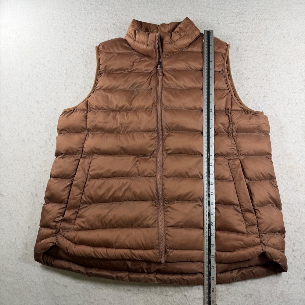 32 Degrees Heat Womens XL Brown Puffer Vest Full Zip Lightweight Quilted Shell